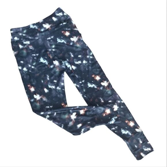 Nine West Active Moisture Wicking Black Floral High Rise Leggings Medium - Picture 8 of 11